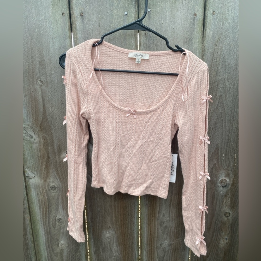 NWT Atelier by Kirious Baby‎ Pink Long Sleeve Bow Top Small